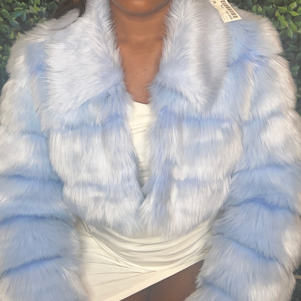 Blue fur jacket - Boutique